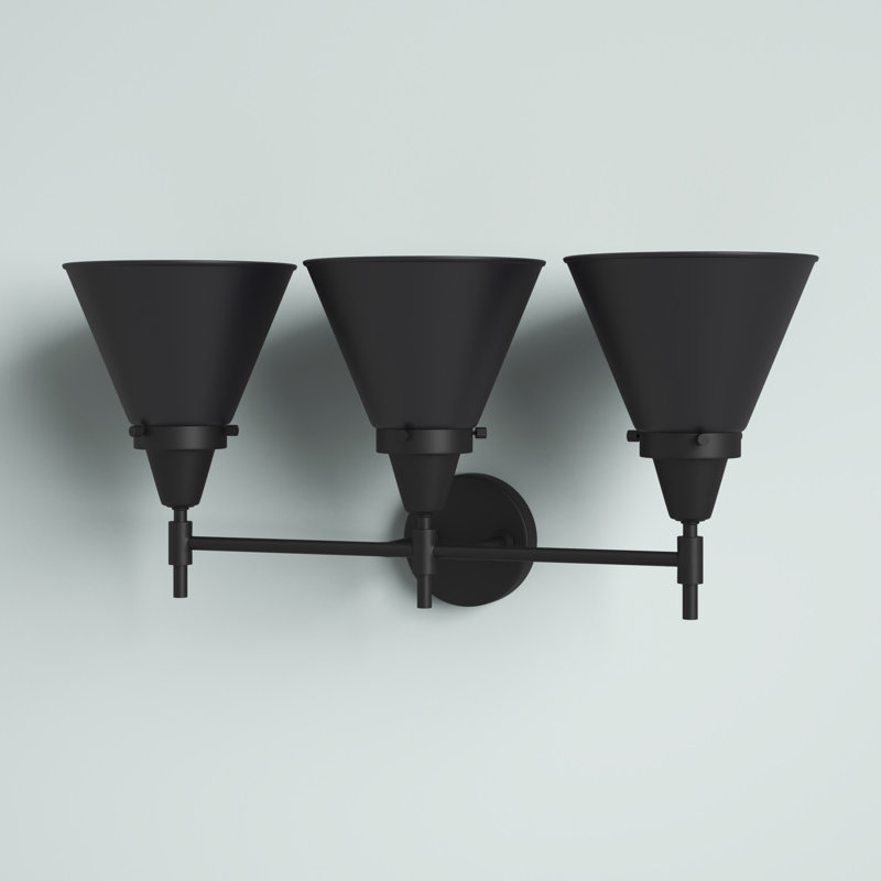 Éclairage pour meuble-lavabo à 3 lumières à intensité variable Gayle, Ampoule incandescente rétro de 60 watts, Noir mat