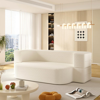 Canapé 78,7 "moderne 2 en 1 pliable avec couverture fonctionnelle et 2 coussins moelleux, canapé en velours côtelé moelleux confortable, canapé-lit convertible, canapé à siège profond pour le salon, la chambre à coucher