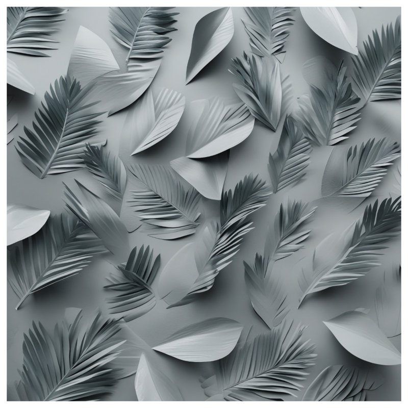 Toile tendue avec feuilles de palmier gris en plusieurs tailles, 16 po x 20 po