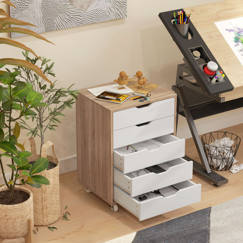 Mahaylia Filing Cabinet, Brown/White, 67.5cm H x 47.5cm L x 39.5cm W