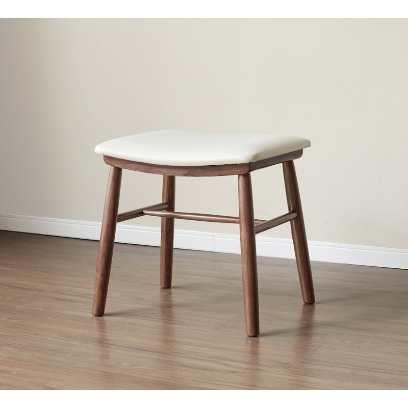 Tabouret de maquillage en noyer massif, PU, Noyer, individual