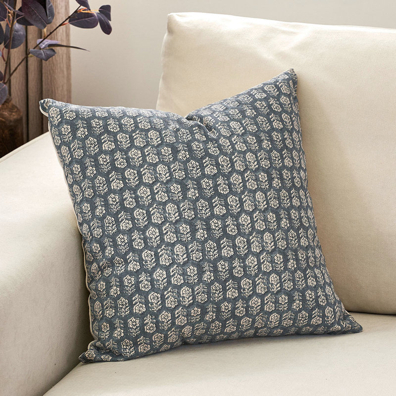 Rapallo Floral Pillow Covers Couch for Living Room Farmhouse Decorative Accent Sofa Pillows 1PC, 20"H x 20"W, Dusty Blue