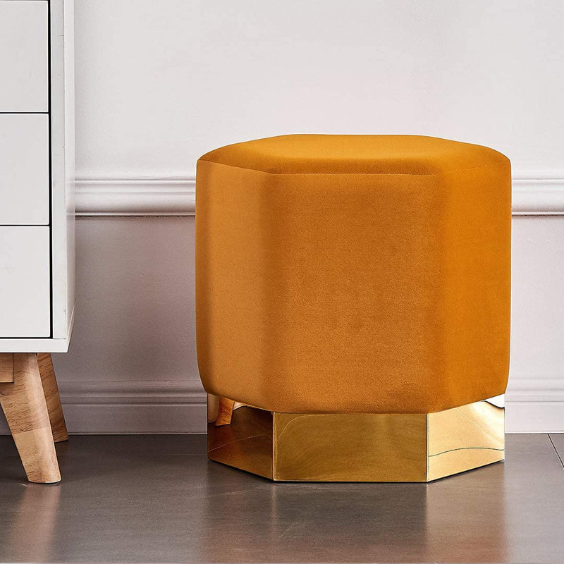 Ketrina Metal Accent Stool, Gold, Mustard