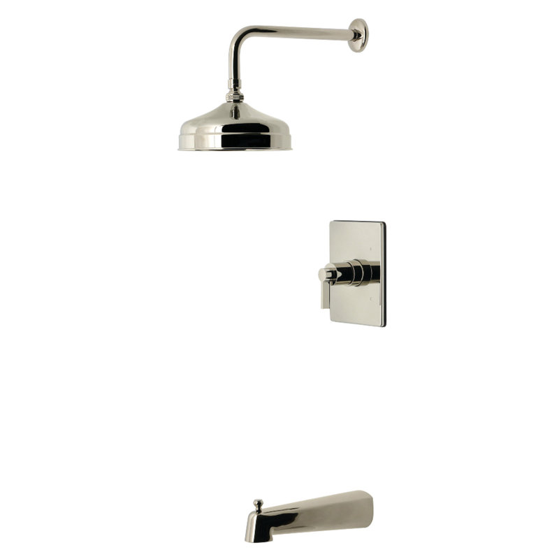 Kingston Brass Nuvofusion Single-Handle Pressure Balanced Tub And Shower Faucet, Polished Nickel