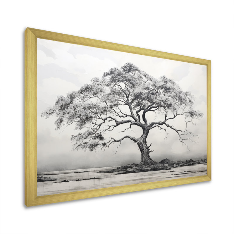 «African Tree Minimalisme I» sur toile, H 30 po x l 40 po x P 1,5 po, Cadre photo doré simple