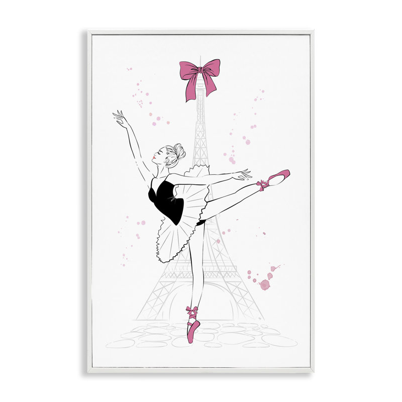 Ballerine et tour Eiffel, estampe numérique par Martina Pavlova, Estampe numérique encadrée blanc bord de mer