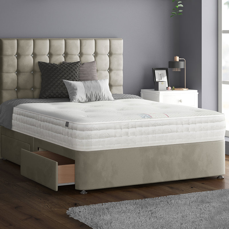 Galarza Upholstered Divan Bed, Single (3'), Coffee, 2 Left Drawers