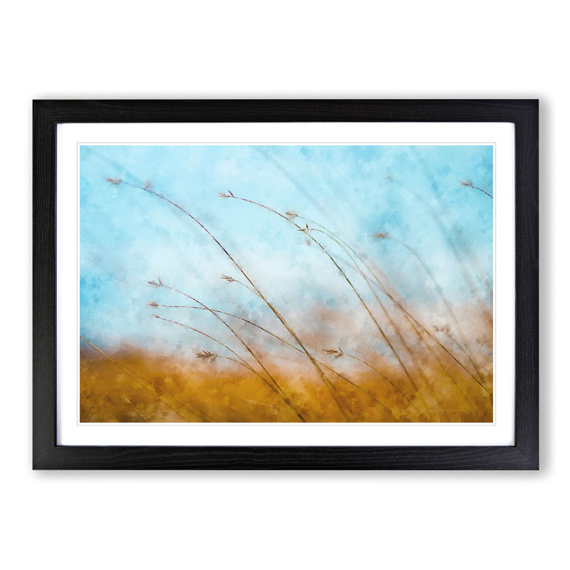 Blades Of Grass Painting - Single Picture Frame Print on MDF, Black, 24cm H x 33cm W x 2cm D