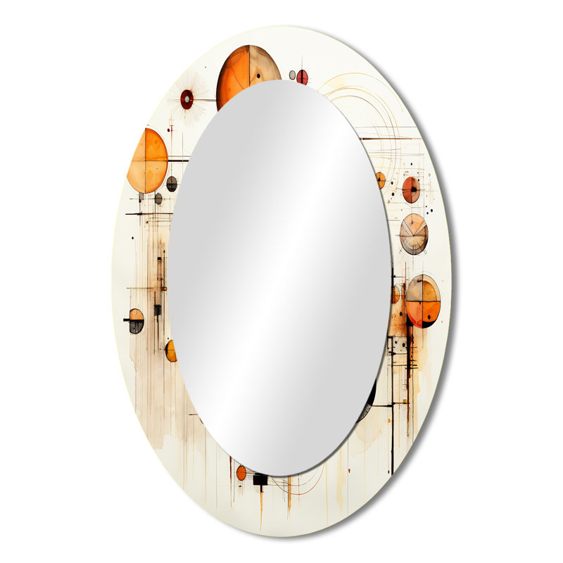 The Way To Grace Vintage Pink Gold Watercolor II - Abstract Oval Decorative Mirror On Metal, 36" x 24"