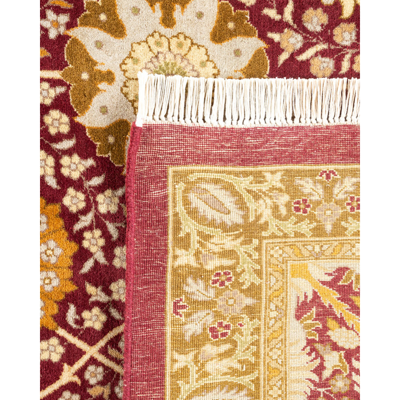 Tapis unique en laine noué à la main 9 pi 3 po x 12 pi 5 po nouvel âge Hayner - rouge / beige / caramel