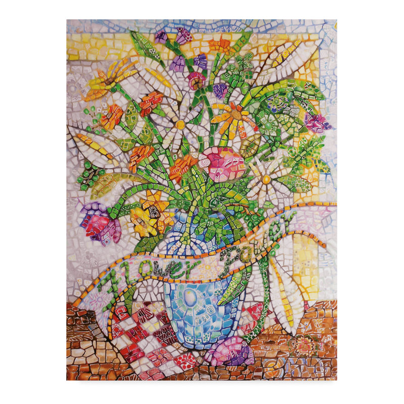 'Flower Power in Pot' Acrylic Painting Print on Wrapped Canvas, 19" H x 14" W x 2" D