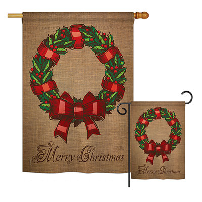 Ensemble de drapeaux en polyester 40 x 28 po Ventana Wreath Winter Christmas Impressions