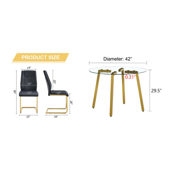 Ivy Bronx Table And Chair Set.A Modern Minimalist Style Round Clear ...