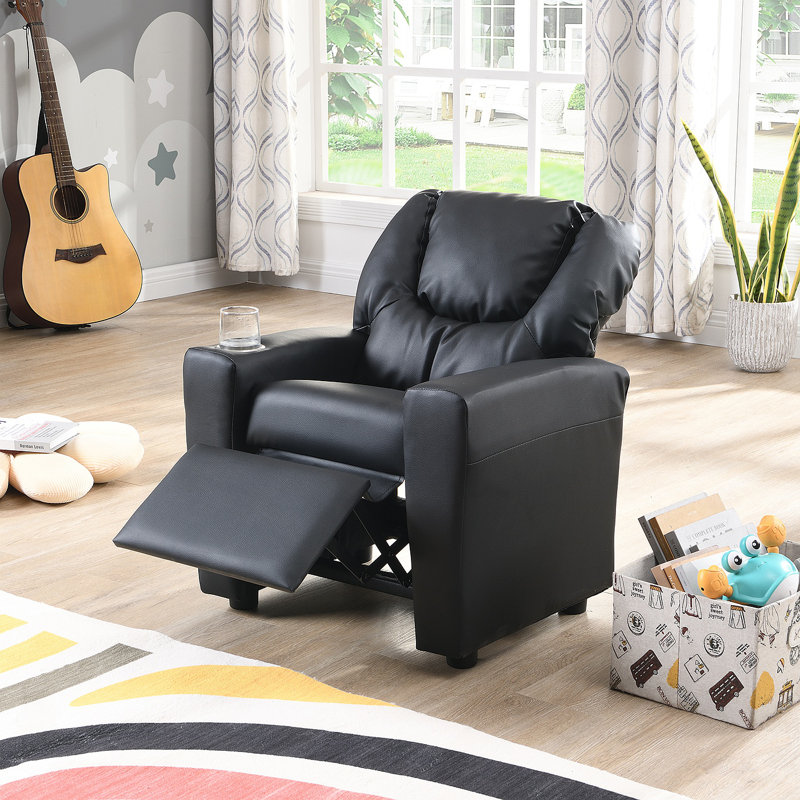 Fauteuil inclinable pour enfants, PVC noir
