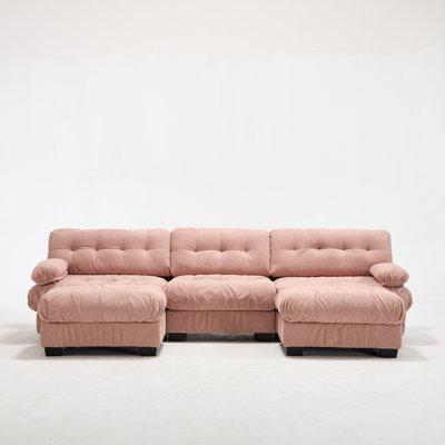 Deep Seat Pink Sectionals, Wood Frame Modern Modular Sofa For Home