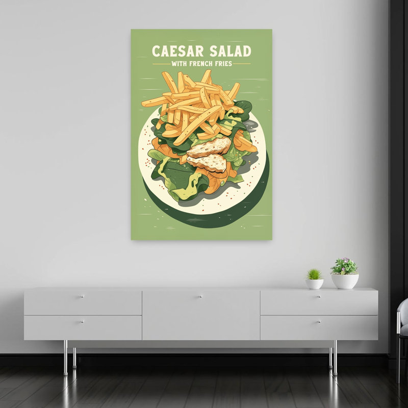 «Caesar Salad with Fries», art mural rétro, H 60 po x l 40 po