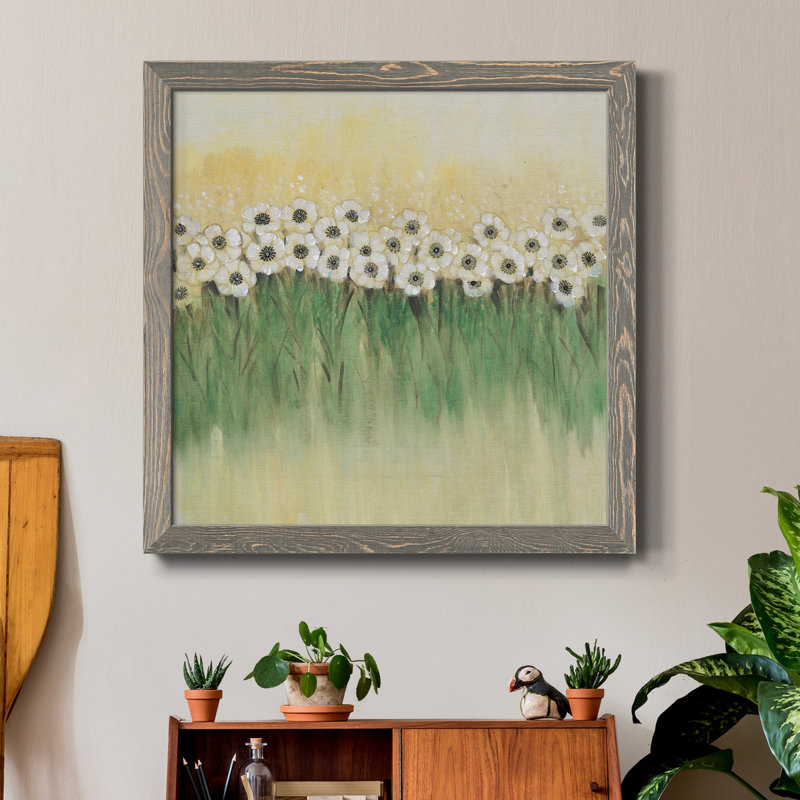 «Rows Of Flowers I», art mural sur toile, H 27,5 po x l 27,5 po x P 1,5 po, Encadré gris