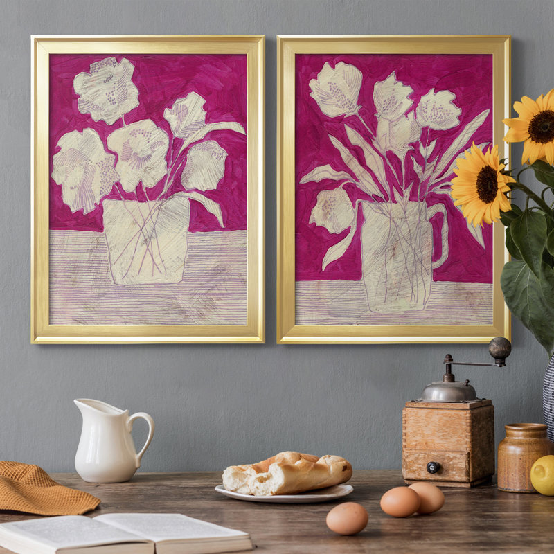 Fuchsia Arrangement I, reproduction encadrée de qualité supérieure - prête à être accrochée, Cadre doré