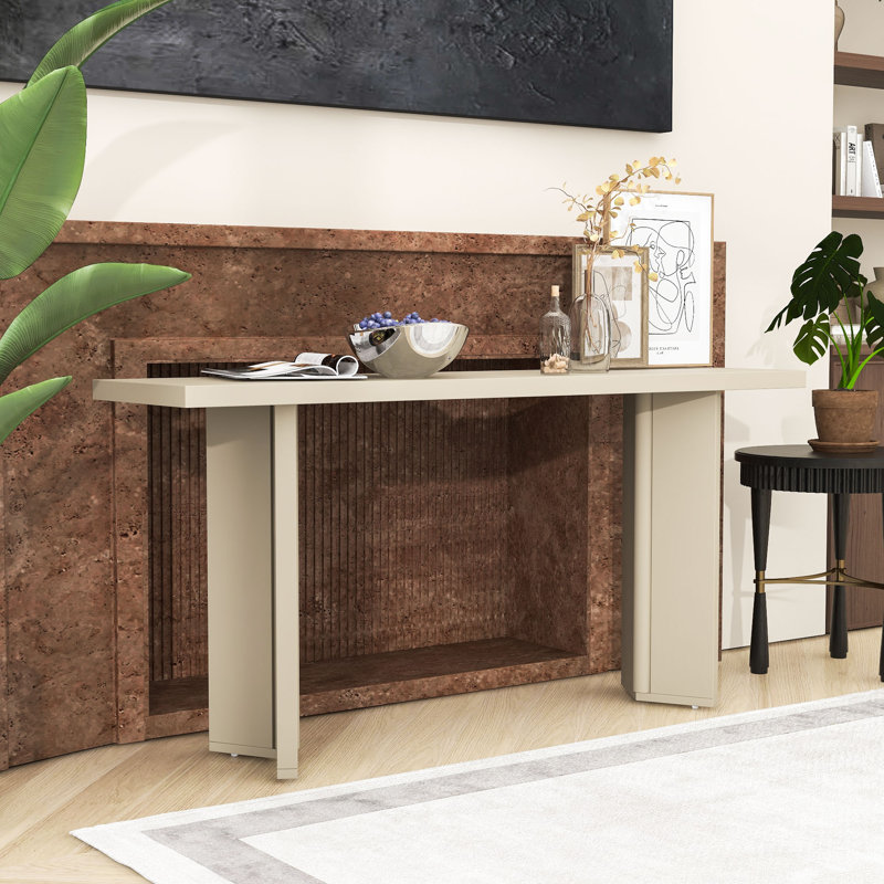 Console moderne avec pieds géométriques, Beige