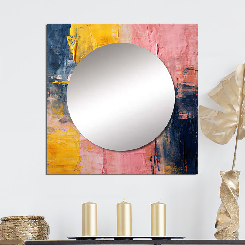 Naidus - Art mural abstrait miroir carré pour salle de bain, 36 po x 36 po