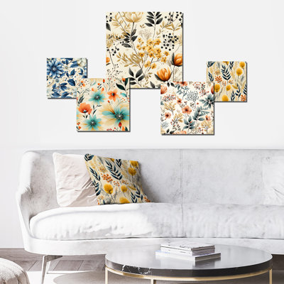 Kamelia - ensemble d'art mural floral de 5