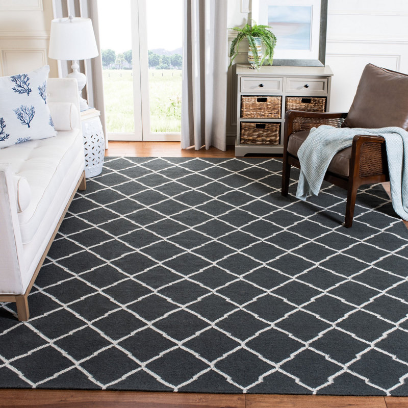 Tapis géométrique en laine tissé à la main Rodgers, Rectangle 4 pi x 6 pi