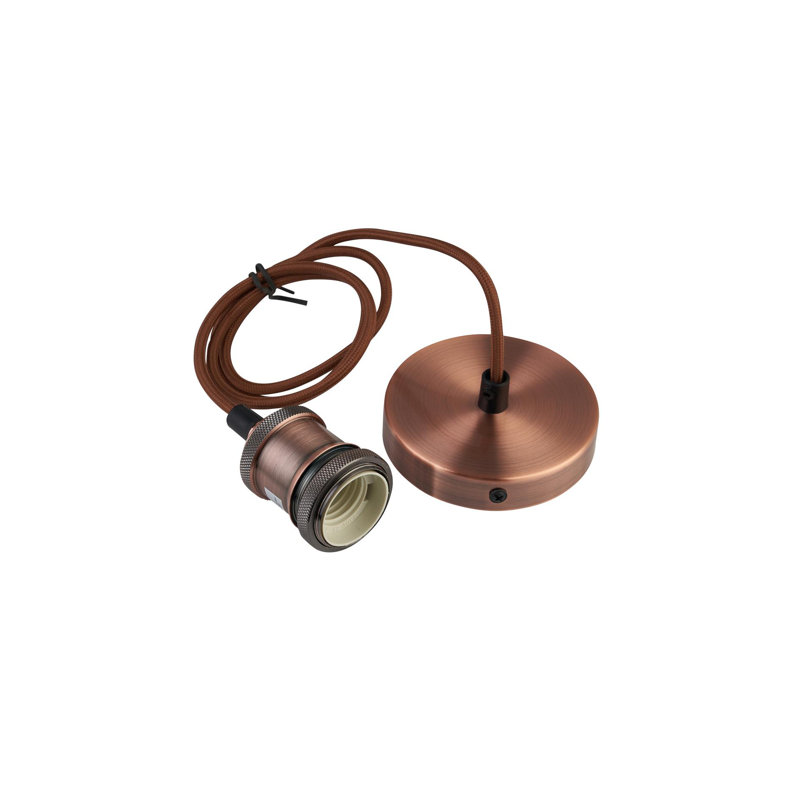 Poultney Braided Wire Suspension Bulb Holder and Ceiling Rose, Antique Copper