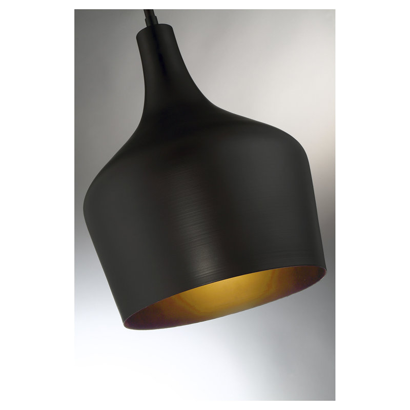 Luminaire suspendu en forme de cloche 1 lumière Venegas en bronze huilé, Bronze huilé