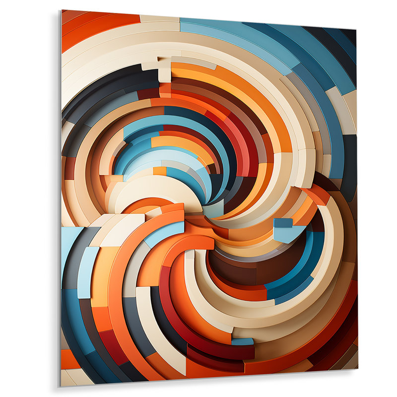 «Echoing Ellipse Beige», art géométrique mural en métal, H 20 po x l 12 po x P 1 po