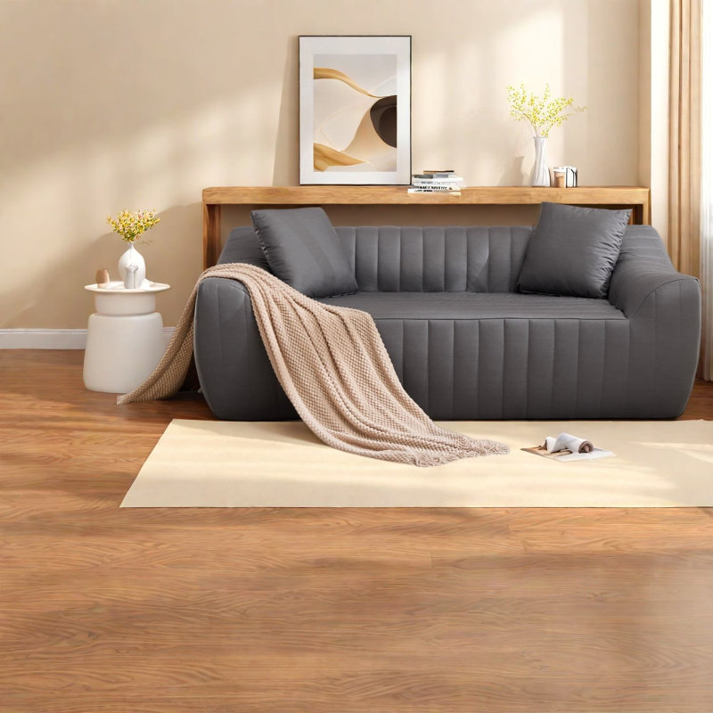 Canapés à compression, canapé deux places moderne et spacieux en similicuir gris de 198 cm pour la maison, Grey