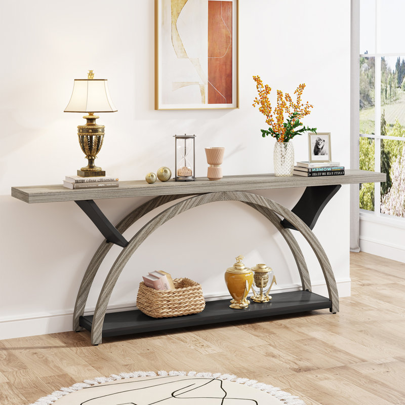 Jaival 70.86'' Console Table Sofa Table, Grey