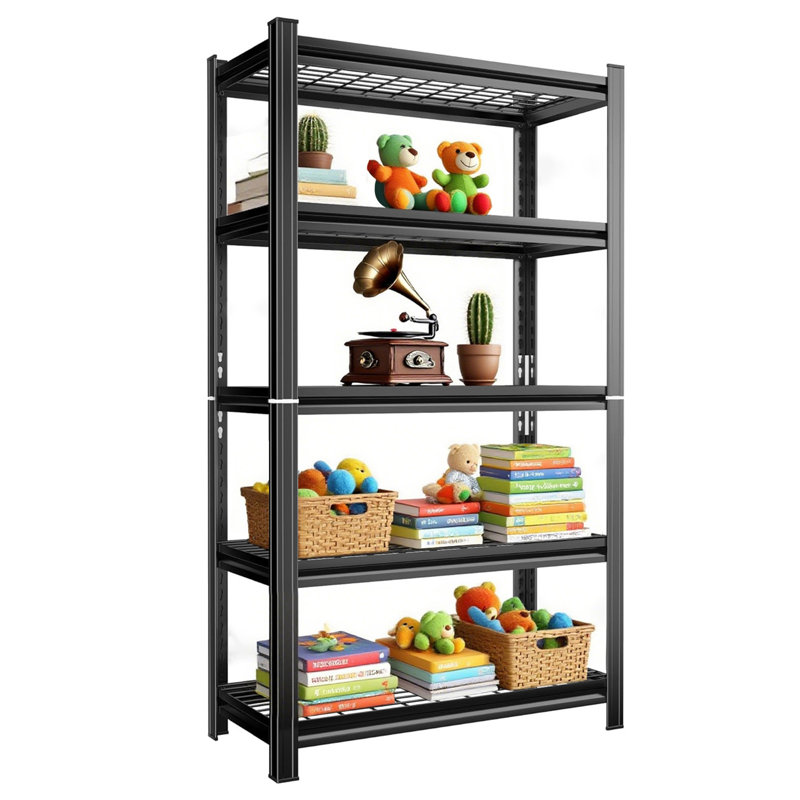Support de rangement en métal 5 couches, Noir, (5 tablettes) H 71,2 po x l 35,4 po x P 15,7 po