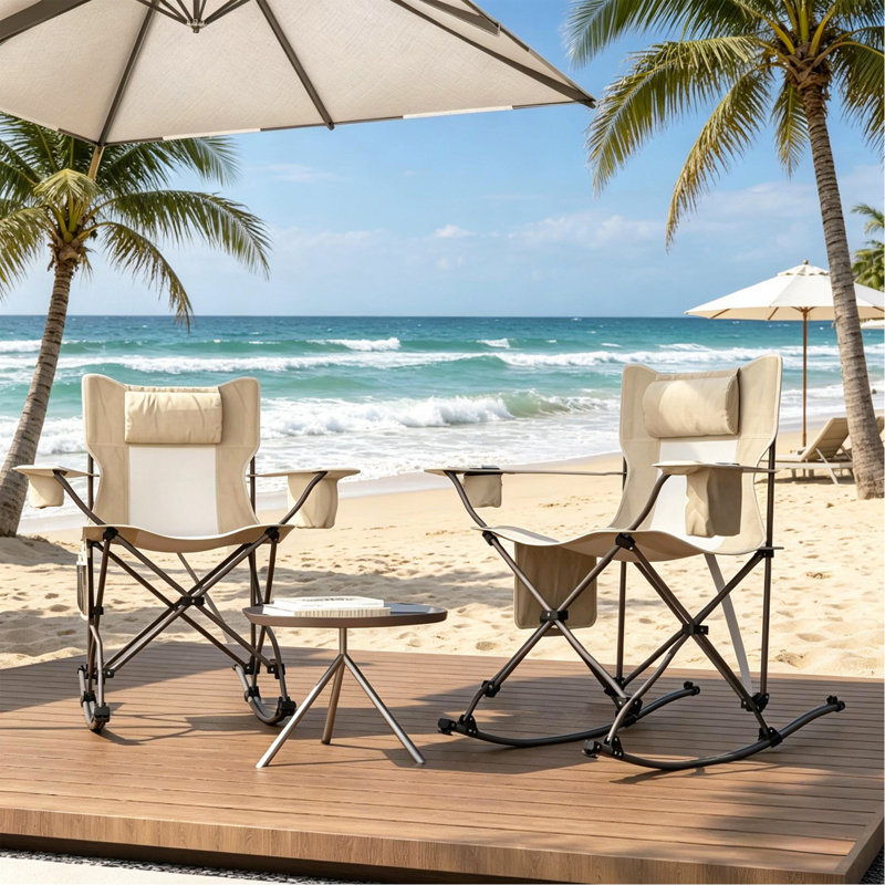 Ensemble de 2 chaises berçantes de parc, chaises portatives et chaises de camping berçantes pliantes