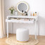 Meuble-lavabo blanc 35,43 po avec tiroir - table de maquillage moderne avec façade festonnée et poignée dorée