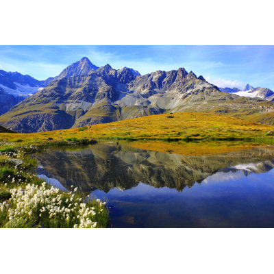 Lake Mirrored Swiss Alps Reflection by Agustavop - Wrapped Canvas Print