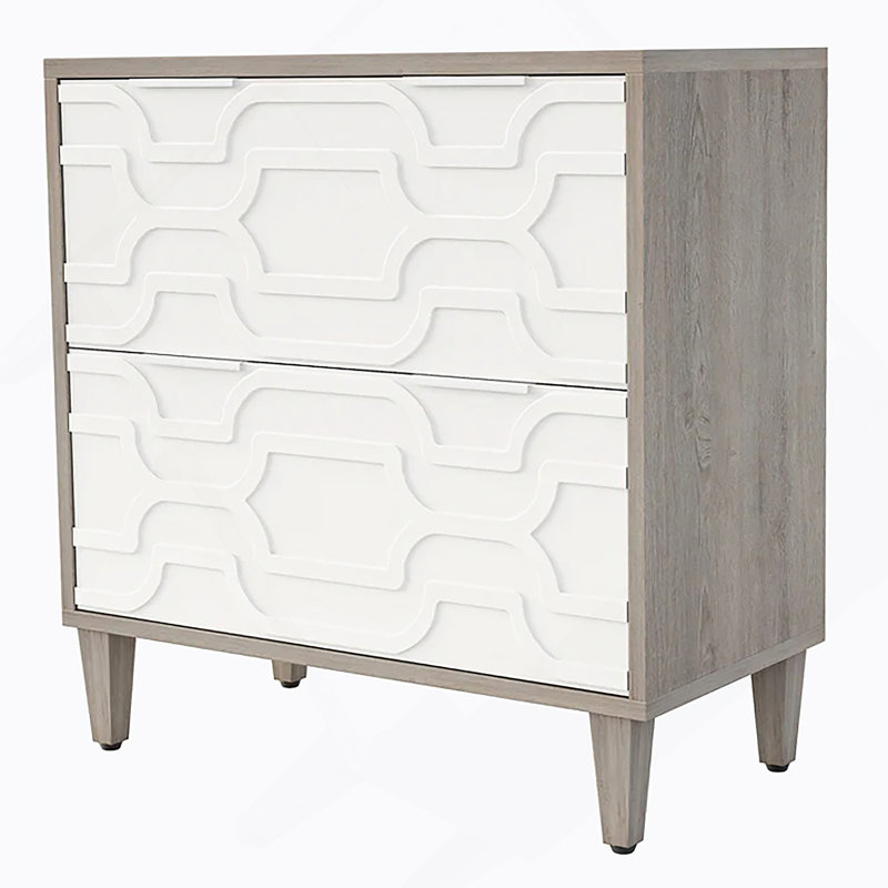 2-Drawer File Cabinet,Ample Storage Cabinet, Gray/White