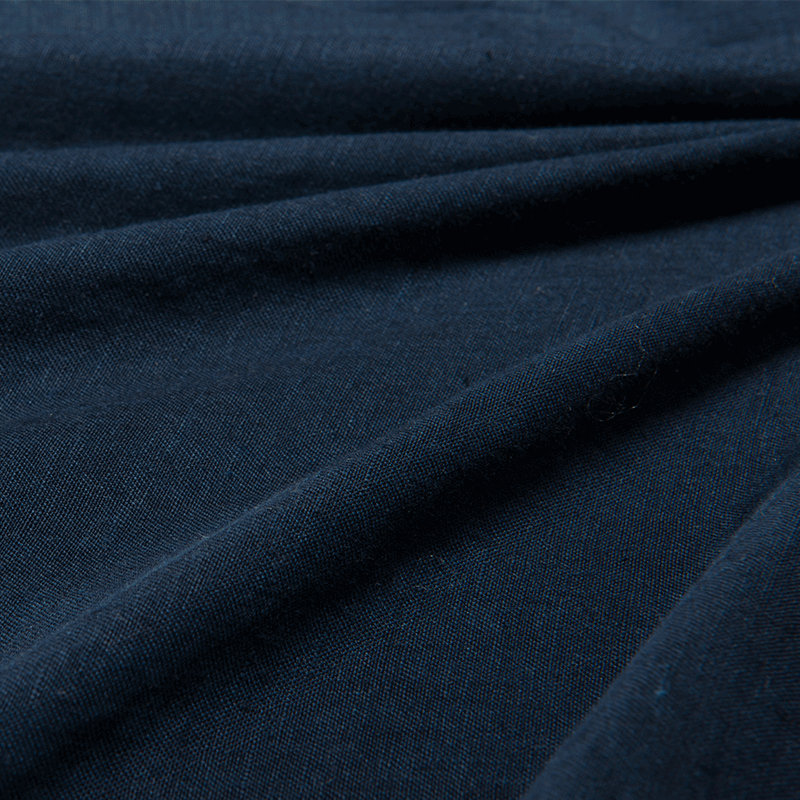 Ensemble de literie en lin, Ensemble de draps pour très grand lit avec 2 taie, Bleu foncé