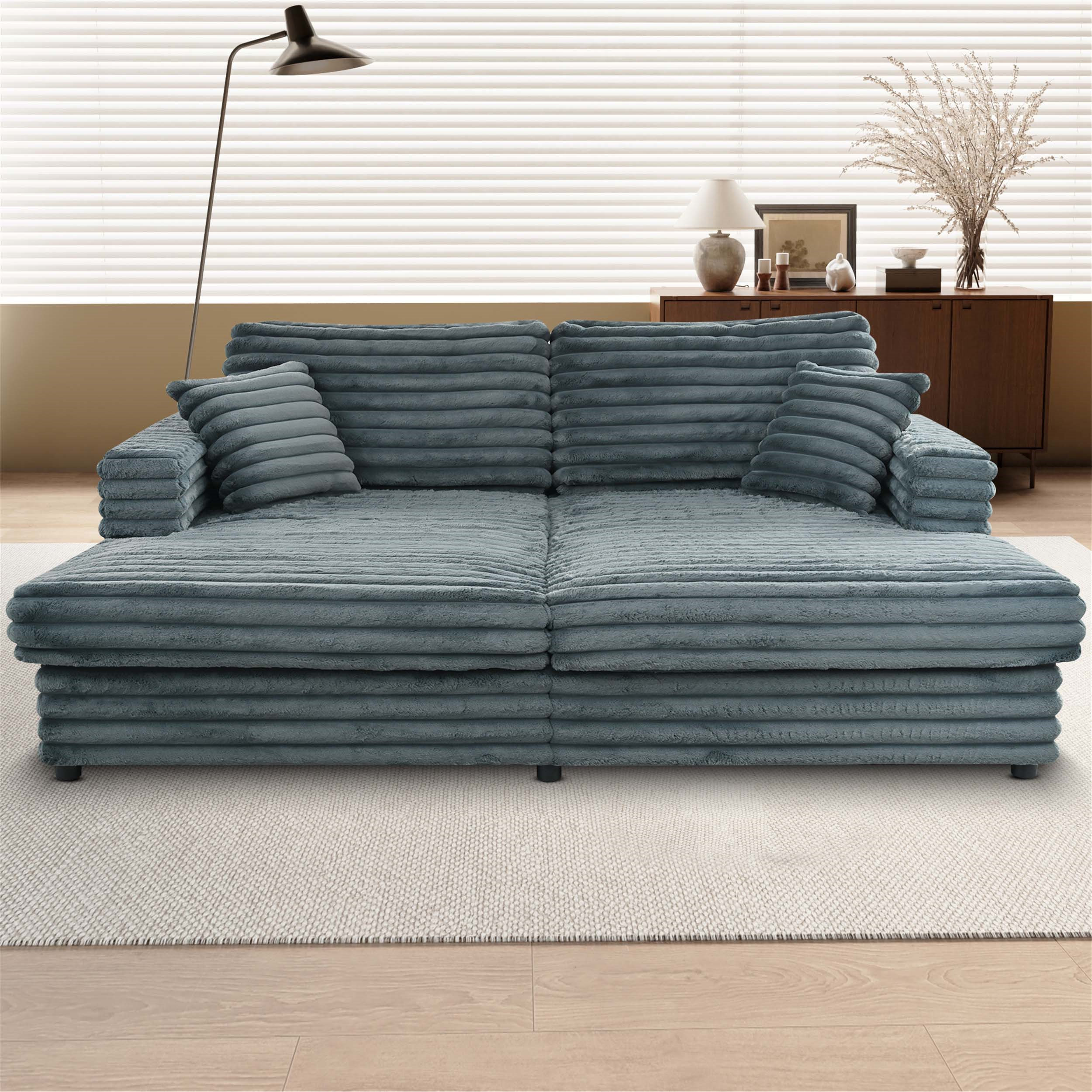 Latitude Run® Oversized Loveseat Chaise Lounge Sofa Bed with Throw