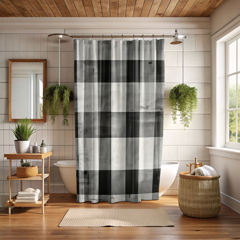 Rideau de douche Faded Tartan - Premium, H 74 po x l 71 po