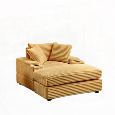 Fauteuil club en velours côtelé avec canapé et repose-pieds Corduroy