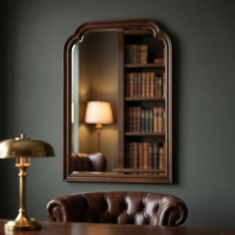 Classic Irregular Wood Framed Decorative Wall Orik, 30" x 20", Dark Walnut