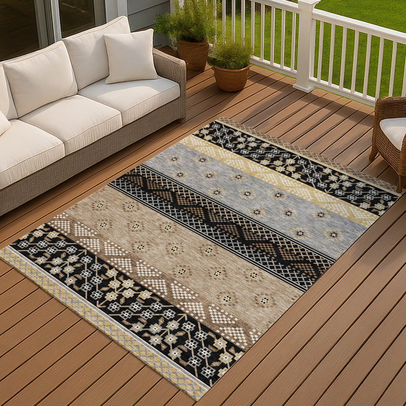 Tapis intérieur / extérieur lavable à la machine Chantille ACN2662, Noir, 8 pi x 10 pi