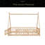 Lit simple en forme de tente avec garde-corps, lattes et porte-485505704