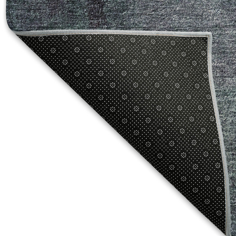 Premium Machine Washable Prisco Teal Rug, Rectangle 1'8" x 2'6"