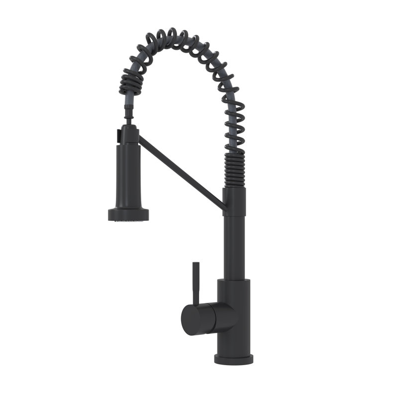 CUPC Certified 19" Single Handle Kitchen Faucet, Matt Black