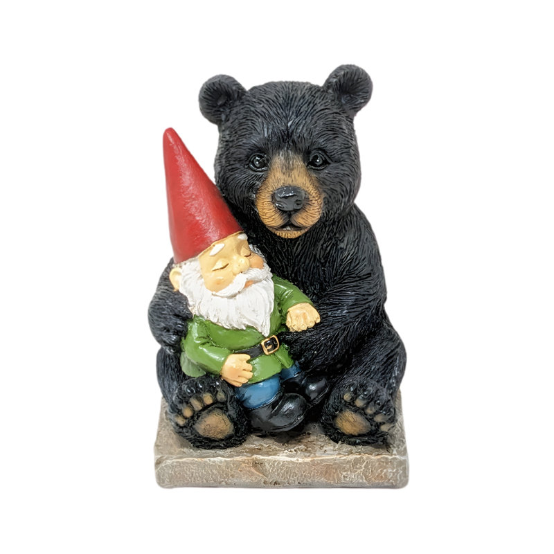 Décoration de jardin en résine rustique ours et gnome