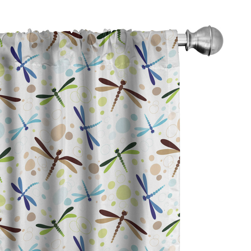 Dragonfly Semi-Sheer Rod Pocket Curtain Panels, 28" x 63"