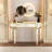 47" Half-Moon Mirrored Console Table With Fluted Glass & Crystal Knob Drawer-1988813146