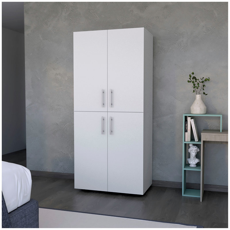Armoire 4 portes, Blanc, H 70,8 po x l 31,5 po x P 18,9 po