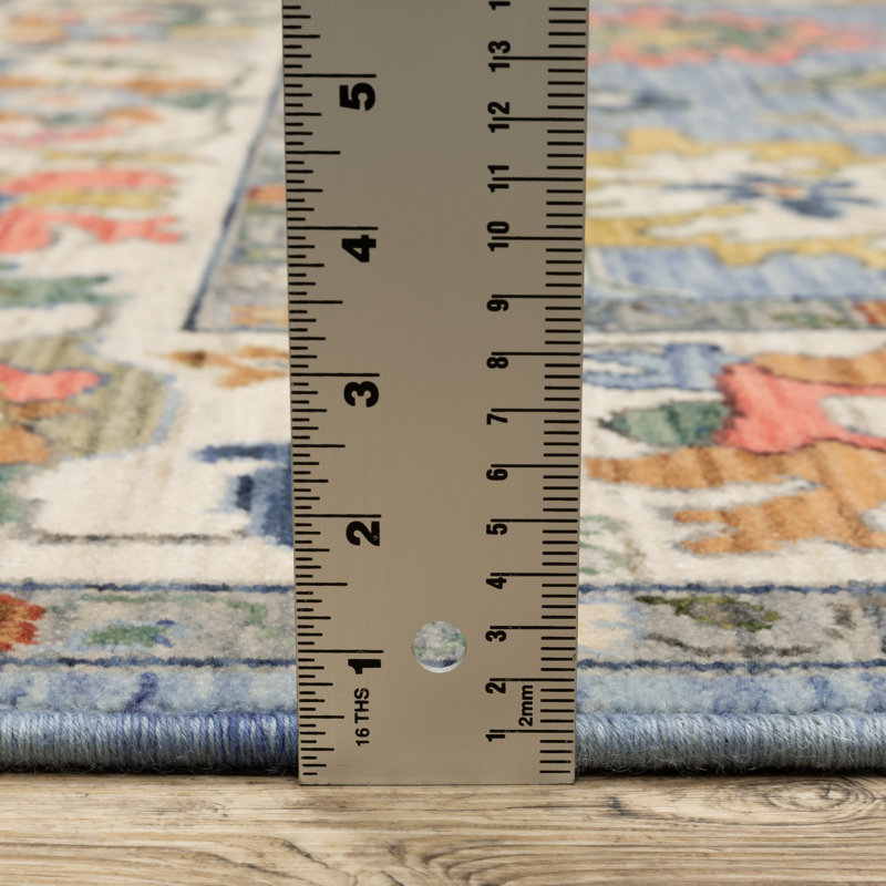 Elleanna Vintage Oriental Blue/ Multi Area Rug, Rectangle 3'3" x 5'